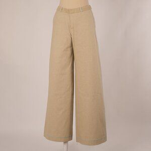 Headline: Parkinson Tan Heavyweight Linen Wide Leg Pants Size US 8